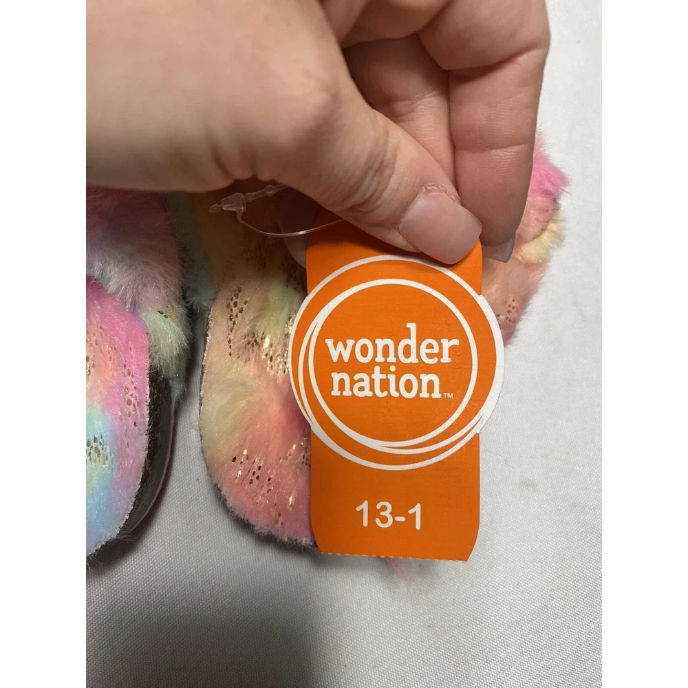 wonder nation girls colorful‎ sandal slippers hard outside sole size 13-1